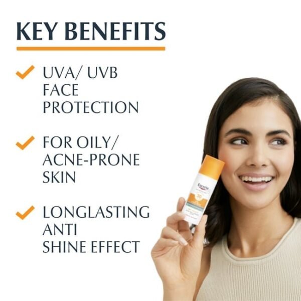 ⁦Eucerin Sun Oil Control Gel-Cream Dry Touch SPF50+ 50ml

جل كريم الحماية من أشعة الشمس من يوسيرين بعامل حماية من أشعة الشمس SPF50+ 50 مل⁩ - الصورة ⁦3⁩