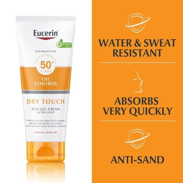 ⁦Eucerin Sun Oil Control Dry Touch Sun Gel-Cream SPF50+ 200ml
جل كريم الحماية من الشمس من يوسيرين صن أويل كنترول دراي تاتش SPF50+ 200⁩ - الصورة ⁦3⁩