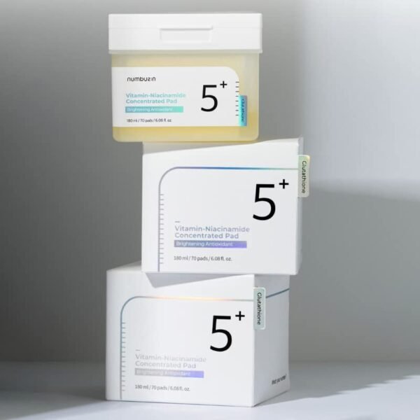 ⁦numbuzin, No.5 Vitamin-Niacinamide Concentrated Pad
وسادة مركزة من فيتامين-نياسيناميد رقم 5 ، 70 وسادة ، 6.08 أونصة سائلة (180 مل)⁩ - الصورة ⁦3⁩