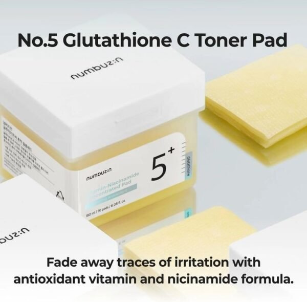 ⁦numbuzin, No.5 Vitamin-Niacinamide Concentrated Pad
وسادة مركزة من فيتامين-نياسيناميد رقم 5 ، 70 وسادة ، 6.08 أونصة سائلة (180 مل)⁩ - الصورة ⁦4⁩