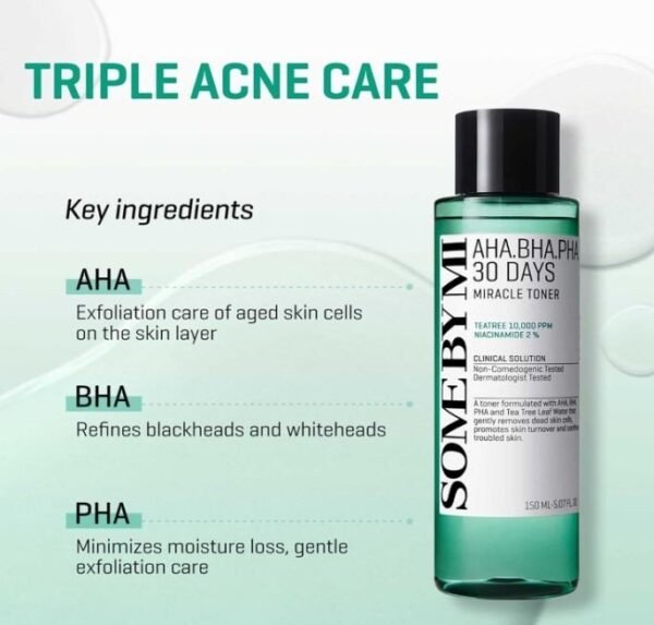 ⁦AHA, BHA, PHA 30 DAYS MIRACLE TONER 150ml
تونر المعجزة ، حماض ألفا هيدروكسي وأحماض بيتا هيدروكسي وأحماض متعددة الهيدروكسيل، تونر تركيبة الـ 30 يوم السحرية.⁩ - الصورة ⁦3⁩