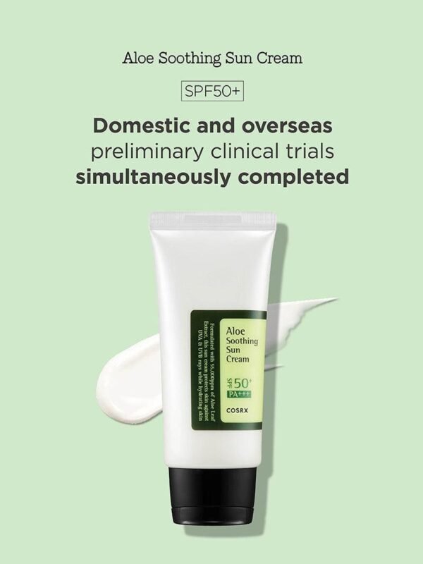 ⁦Aloe Soothing Sun Cream SPF50+/ PA+++
كريم الشمس المهدئ بالألوفيرا
cosrx 50ml⁩ - الصورة ⁦5⁩