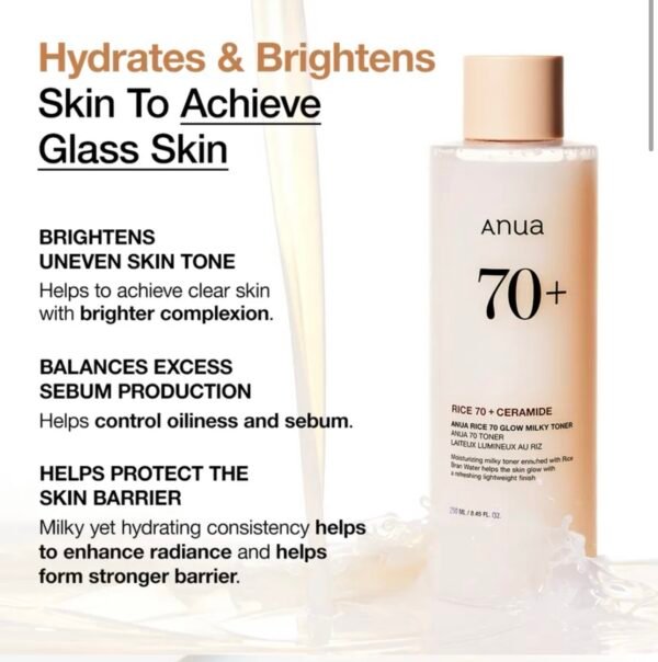 ⁦Anua - Rice 70 Glow Milky Toner Mini 40ml⁩ - الصورة ⁦2⁩