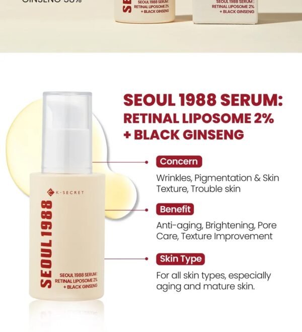 ⁦KSECRET - SEOUL 1988 Serum : Retinal Liposome 2% + Black Ginseng⁩ - الصورة ⁦3⁩