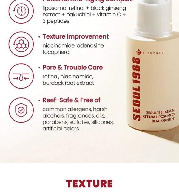 ⁦KSECRET - SEOUL 1988 Serum : Retinal Liposome 2% + Black Ginseng⁩ - الصورة ⁦6⁩
