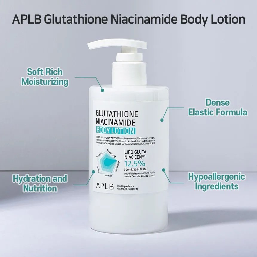 APLB - Glutathione Niacinamide Body Lotion
مرطب الجسم مفتح للمناطق 300 مل - الصورة 6