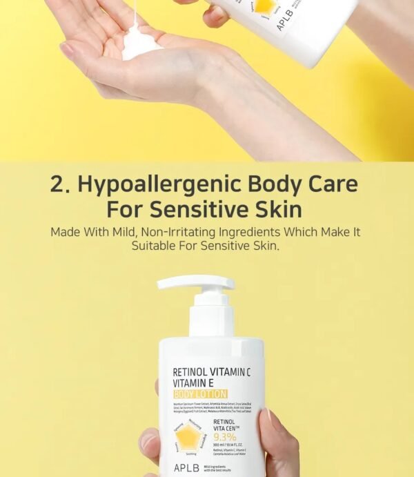 ⁦APLB - Retinol Vitamin C Vitamin E Body Lotion300ml
لوشن ترطيب فايتمن سي رتنول شد وتفتيح⁩ - الصورة ⁦8⁩
