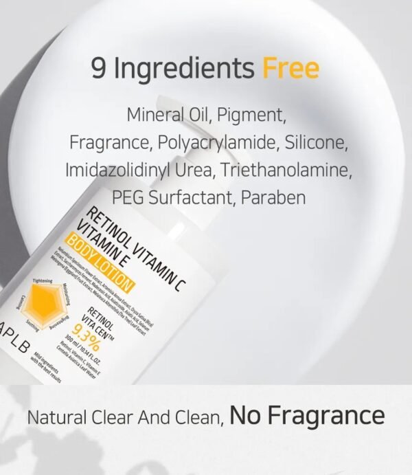 ⁦APLB - Retinol Vitamin C Vitamin E Body Lotion300ml
لوشن ترطيب فايتمن سي رتنول شد وتفتيح⁩ - الصورة ⁦5⁩