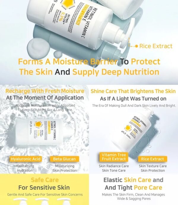 ⁦APLB - Retinol Vitamin C Vitamin E Body Lotion300ml
لوشن ترطيب فايتمن سي رتنول شد وتفتيح⁩ - الصورة ⁦2⁩