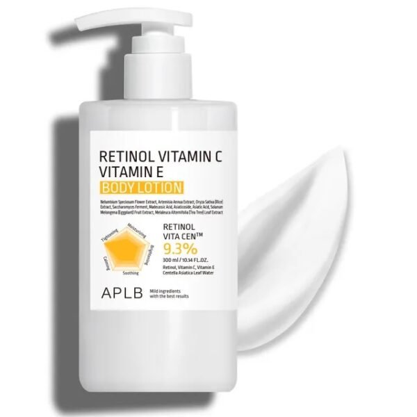 APLB - Retinol Vitamin C Vitamin E Body Lotion300ml
لوشن ترطيب فايتمن سي رتنول شد وتفتيح