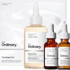 The Ordinary The Bright Set, 3-Step Regimen for Radiant, Even Skin Tone with Glycolic Acid 7% Exfoliating Toner, Alpha Arbutin 2% + HA, and Caffeine Solution 5% + EGCG | Skin Care Set